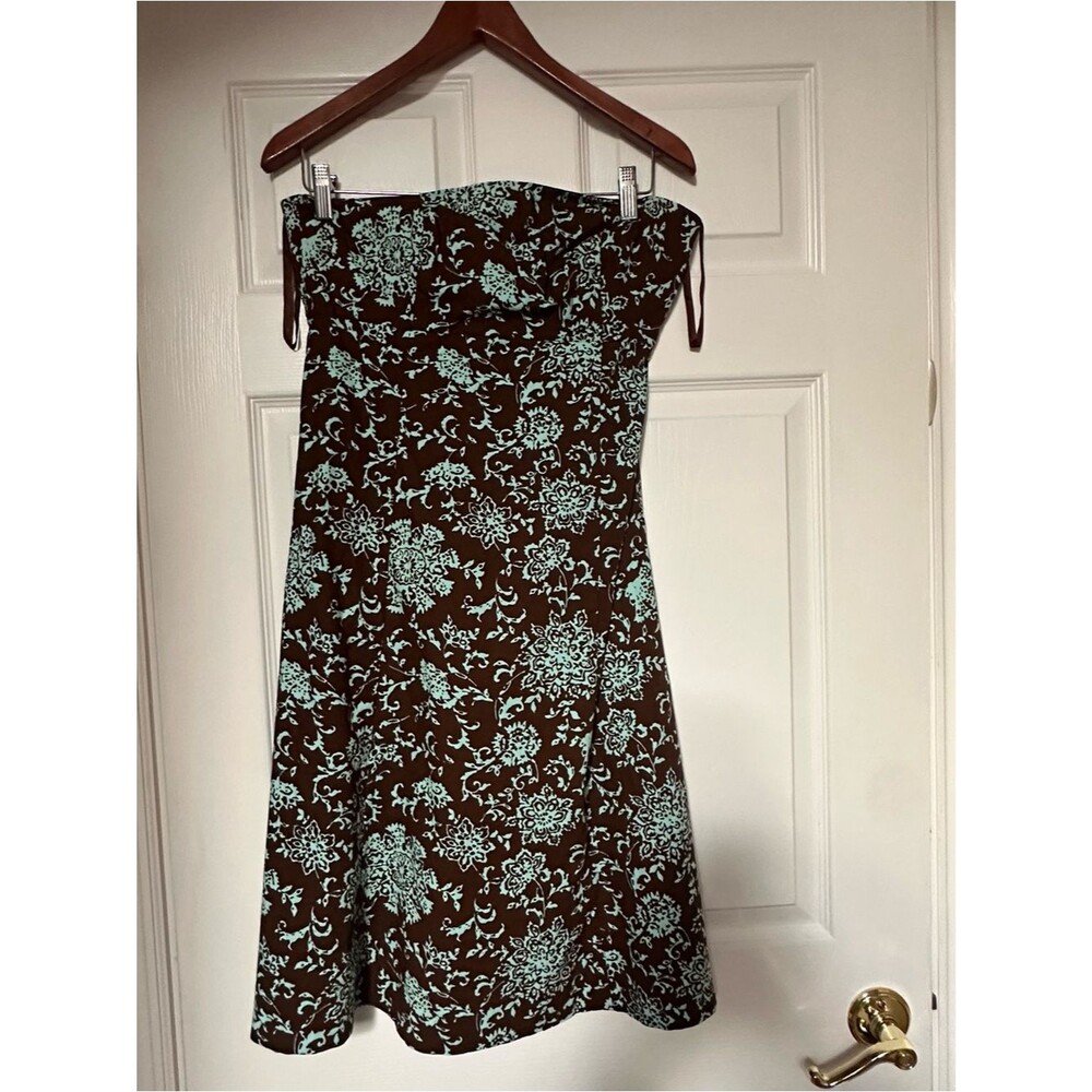 New Gap Y2K Strapless Floral A-Line Cotton Dress size 8 NWT